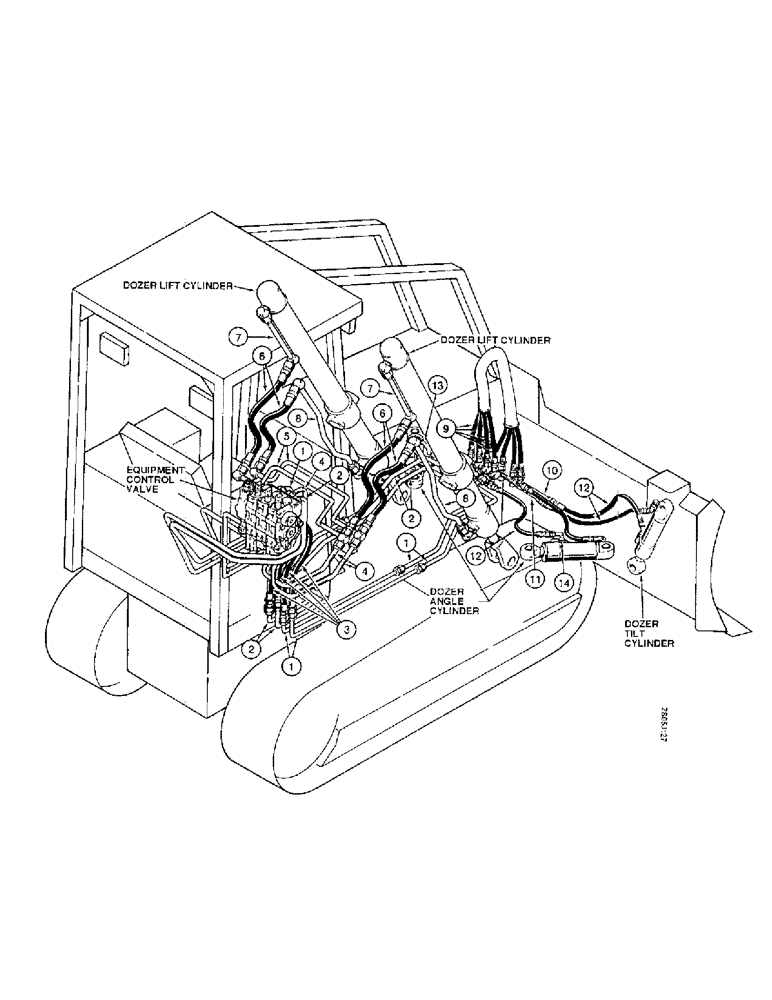 Схема запчастей Case 550E - (1-14) - PICTORIAL INDEX, DOZER LIFT, TILT AND ANGLE HYDRAULIC CIRCUITS (00) - PICTORIAL INDEX