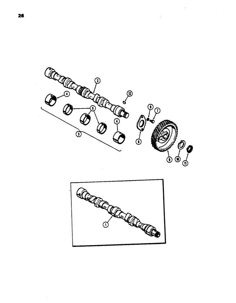 Схема запчастей Case 450 - (026) - CAMSHAFT, (188) DIESEL ENGINE (01) - ENGINE