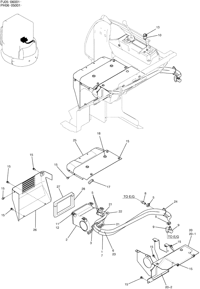 Схема запчастей Case CX50B - (01-076) - HOSE ASSY, HEATER (50) - CAB CLIMATE CONTROL