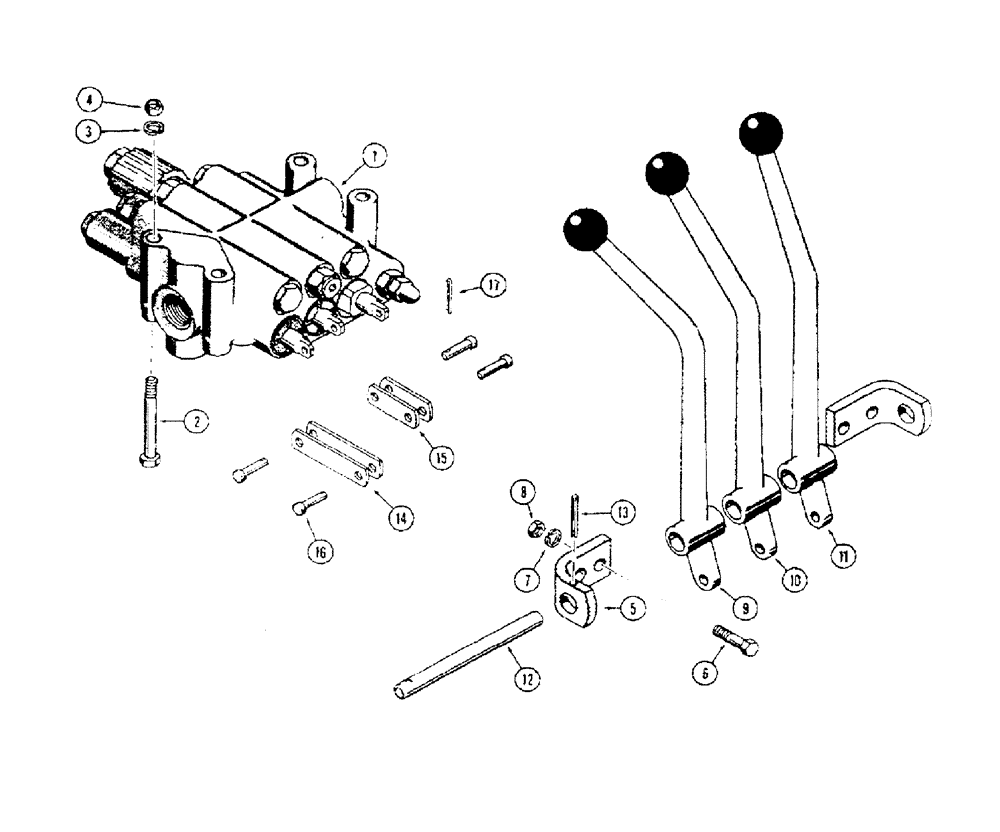 Схема запчастей Case 450 - (262[1]) - 3 SPOOL VALVES AND LEVERS (07) - HYDRAULIC SYSTEM