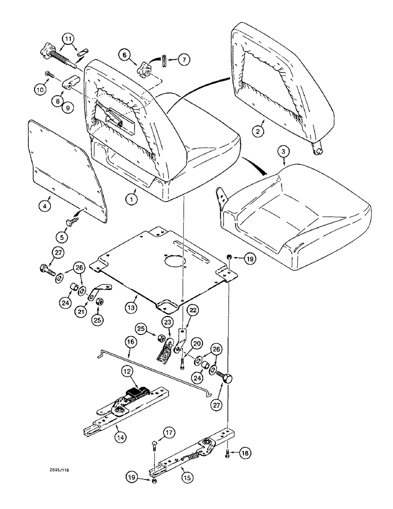 Схема запчастей Case 550E - (9-28) - SEAT ASSEMBLY, WITH SUSPENSION (09) - CHASSIS/ATTACHMENTS