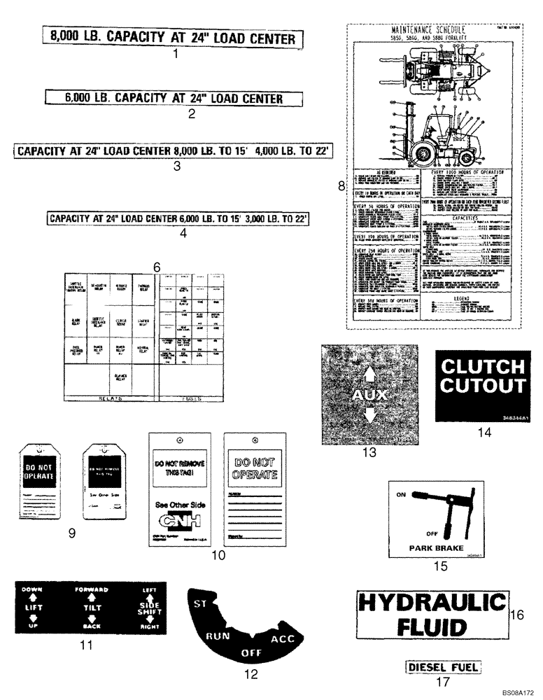 Схема запчастей Case 586G - (09-33B) - DECALS - LATIN AMERICAN SPANISH (09) - CHASSIS