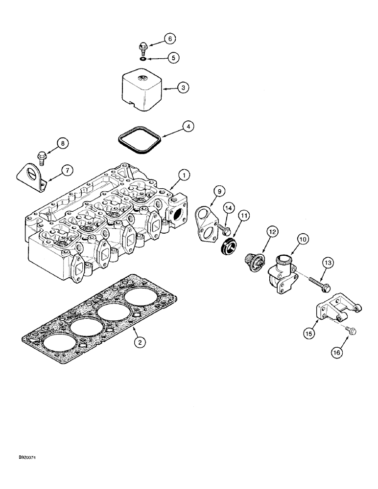 Схема запчастей Case 580SK - (2-34) - CYLINDER HEAD AND COVERS, 4-390 ENGINE, 4T-390 ENGINE (02) - ENGINE