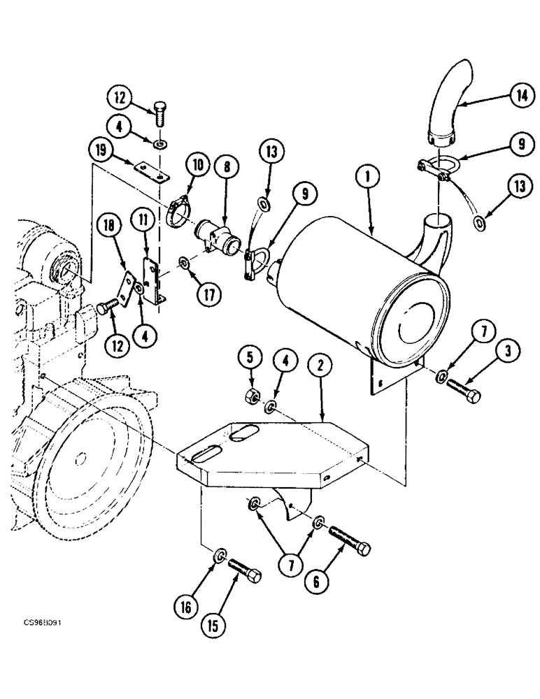 Схема запчастей Case 688BCK - (2-06) - EXHAUST, 688 CK (120301-) (01) - ENGINE