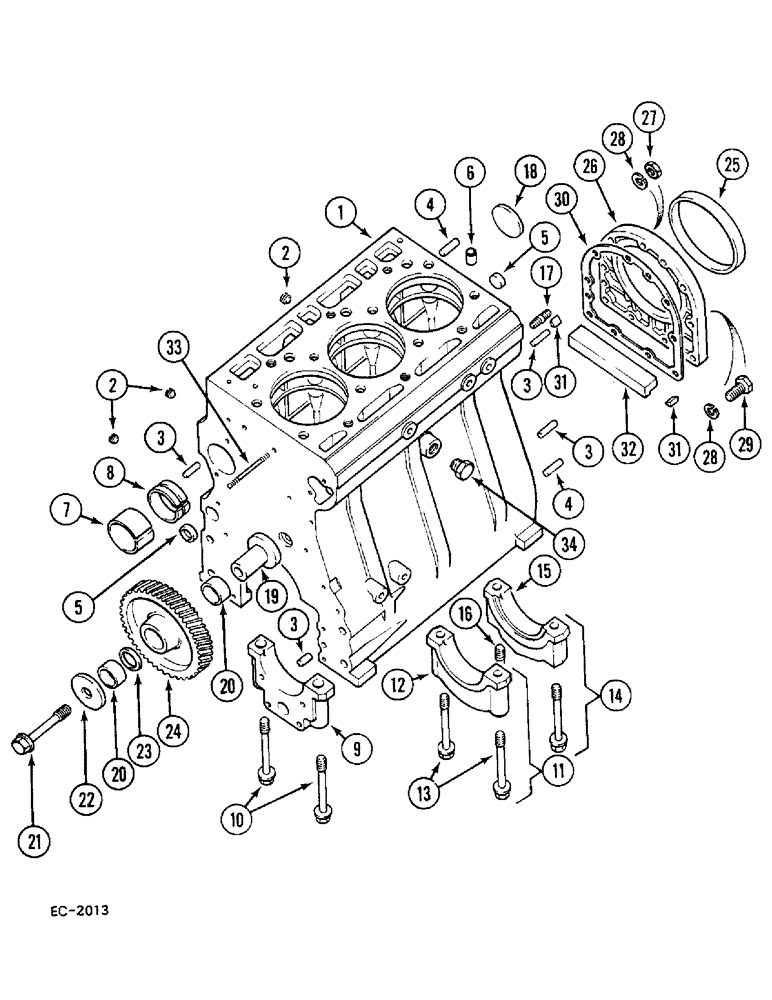 Схема запчастей Case 380B - (2-40) - CYLINDER BLOCK AND RELATED PARTS (02) - ENGINE