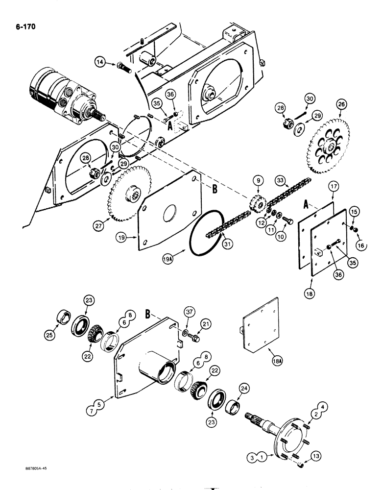 Схема запчастей Case 1818 - (6-170) - AXLES AND DRIVE CHAINS (06) - POWER TRAIN