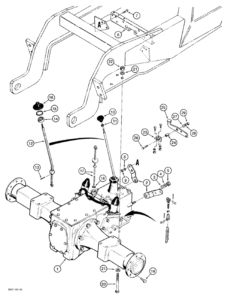 Схема запчастей Case 480F - (6-42) - TRANSAXLE AND DIFFERENTIAL LOCK (06) - POWER TRAIN