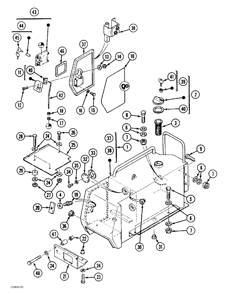 Схема запчастей Case 688BCK - (3-04) - FUEL TANK, 688B CK (120499-120534, 120536-120605) (02) - FUEL SYSTEM