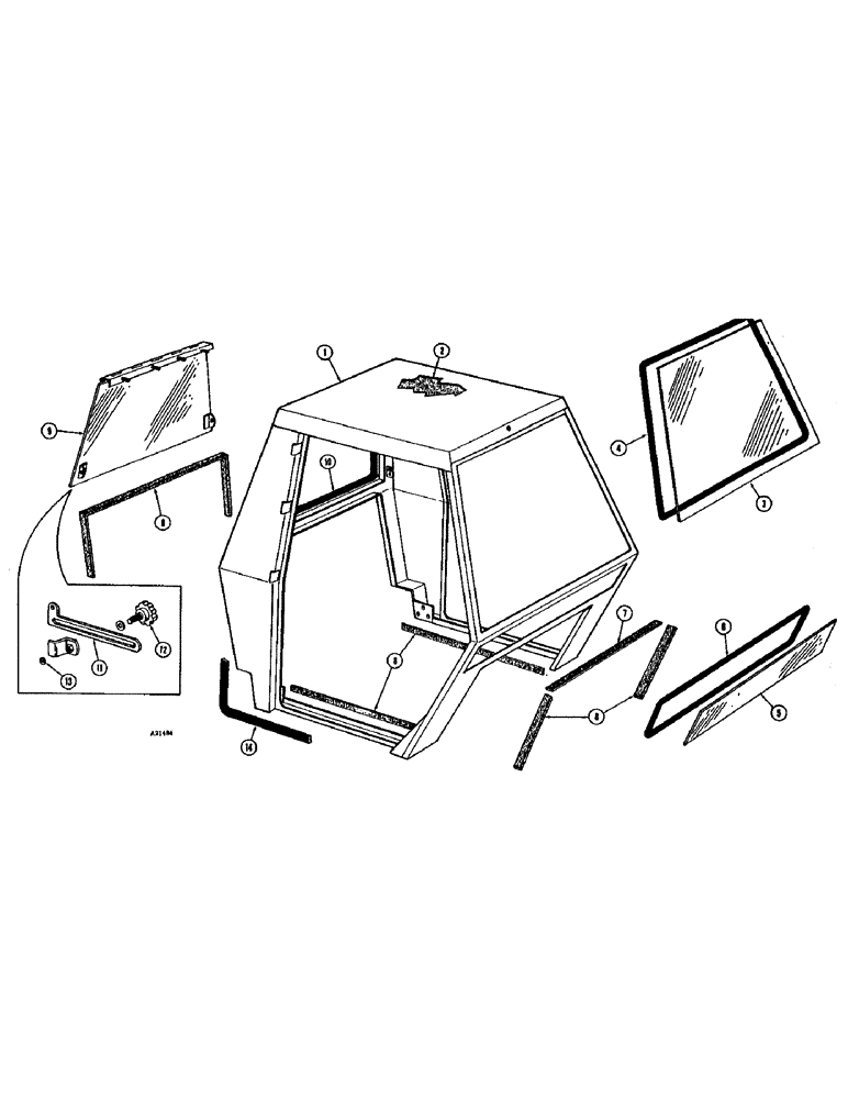 Схема запчастей Case W10E - (277A) - OPERATORS CAB, FRONT AND REAR WINDOWS (09) - CHASSIS