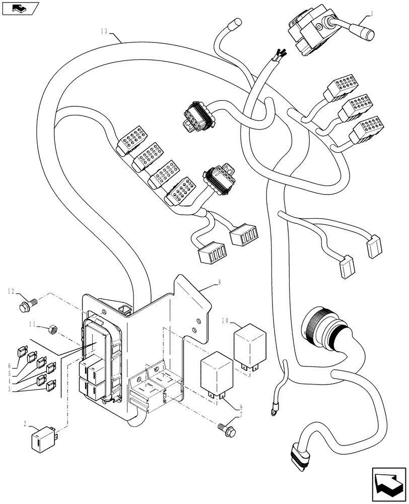 Схема запчастей Case 590SN - (55.512.15[02]) - VAR - 423058, 423059 - HARNESS - FRONT CONSOLE STD, STANDARD TRANSMISSION (55) - ELECTRICAL SYSTEMS