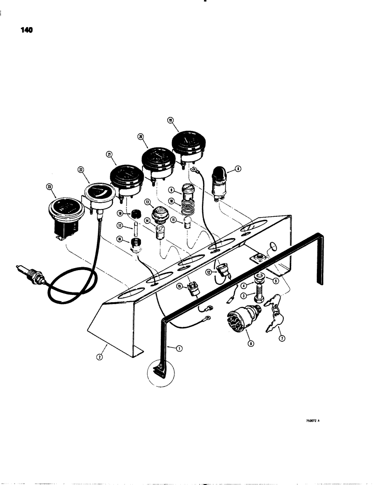 Схема запчастей Case 1845 - (140) - INSTRUMENT PANEL, GAUGES AND SWITCH (55) - ELECTRICAL SYSTEMS