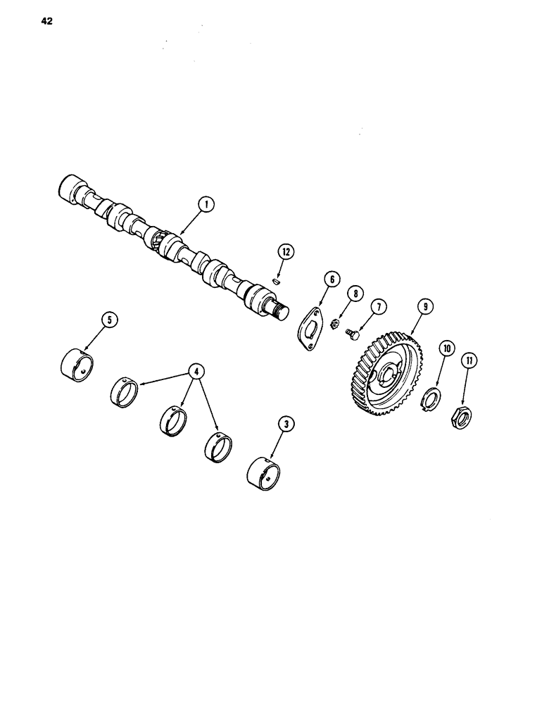 Схема запчастей Case 480D - (042) - CAMSHAFT, 188 DIESEL ENGINE (10) - ENGINE