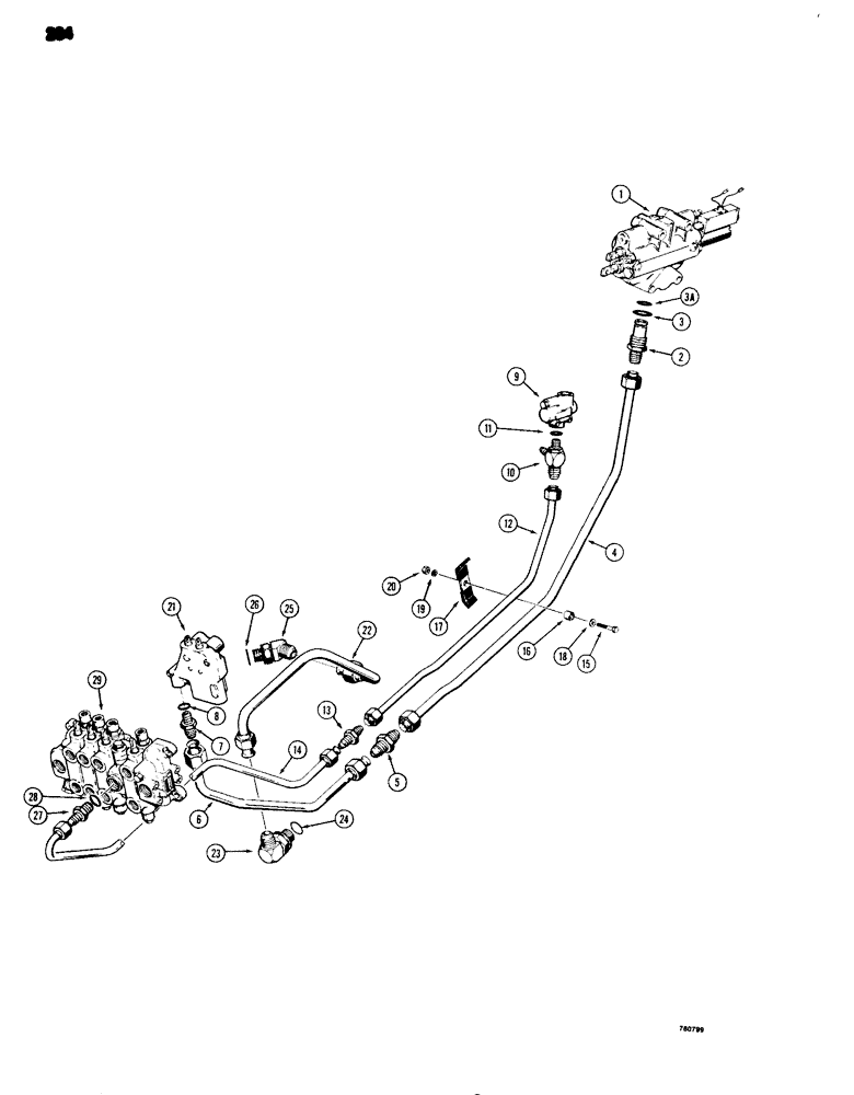 Схема запчастей Case 680G - (234) - EQUIPMENT HYDRAULIC CIRCUIT, TO BACKHOE CONTROL VALVE (08) - HYDRAULICS