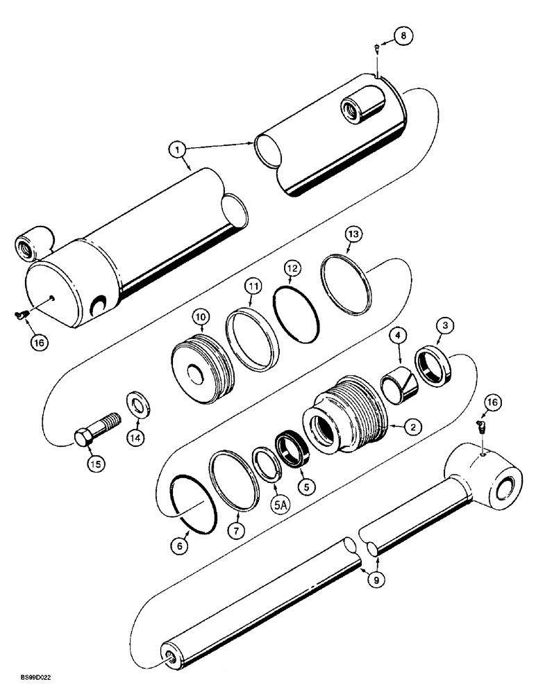 Схема запчастей Case 1838 - (8-56) - BACKHOE DIPPER CYLINDER, USED WITH D100XR BACKHOE (08) - HYDRAULICS