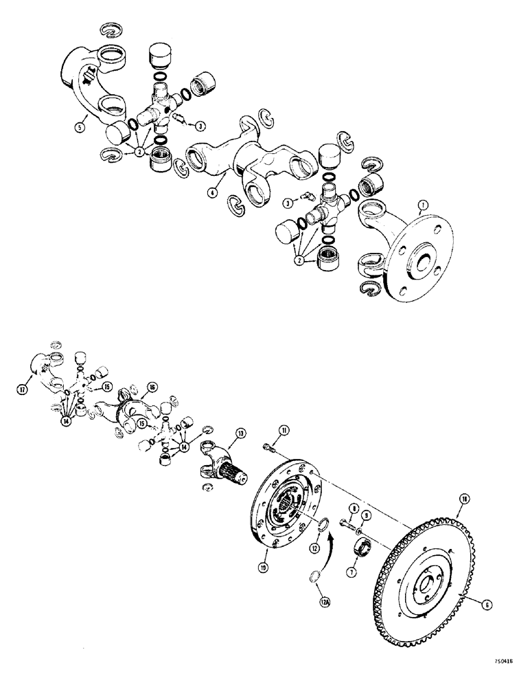 Схема запчастей Case 1700-SERIES - (100) - UNIVERSAL DRIVE SHAFT (14) - MAIN GEARBOX & DRIVE