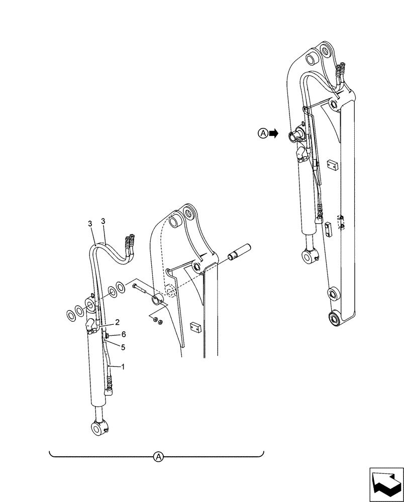 Схема запчастей Case CX17B - (03-019) - HYD LINES, ARM 1.20M (35) - HYDRAULIC SYSTEMS