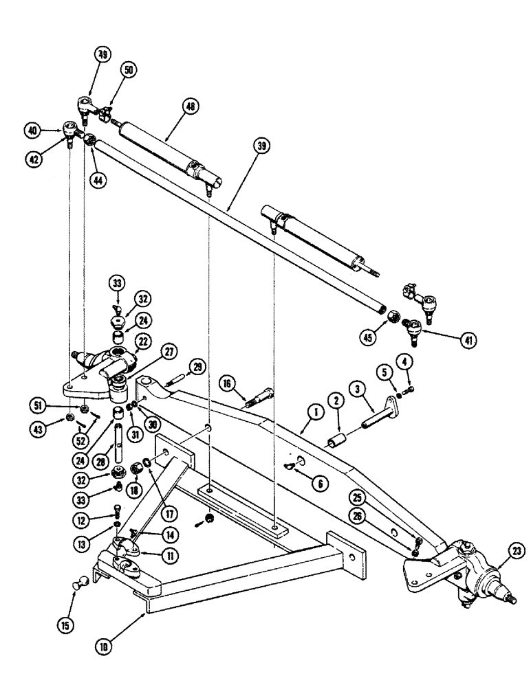 Схема запчастей Case 680CK - (076) - FRONT AXLE & TIE RODS, 1ST USED LOADER SER. NO. 9100861 