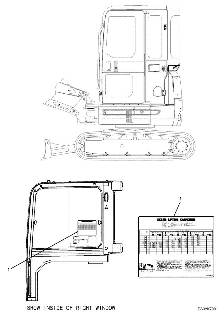 Схема запчастей Case CX27B BTW - (06-025) - NAME PLATE INSTALLATION (LONG ARM) 2 OF 2 (PV22T00145F1) (90) - PLATFORM, CAB, BODYWORK AND DECALS