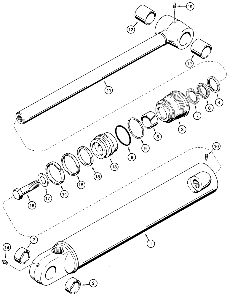 Схема запчастей Case 95XT - (08-68) - CYLINDER ASSY., BACKHOE BUCKET (NORTH AMERICA), D125 BACKHOE (08) - HYDRAULICS