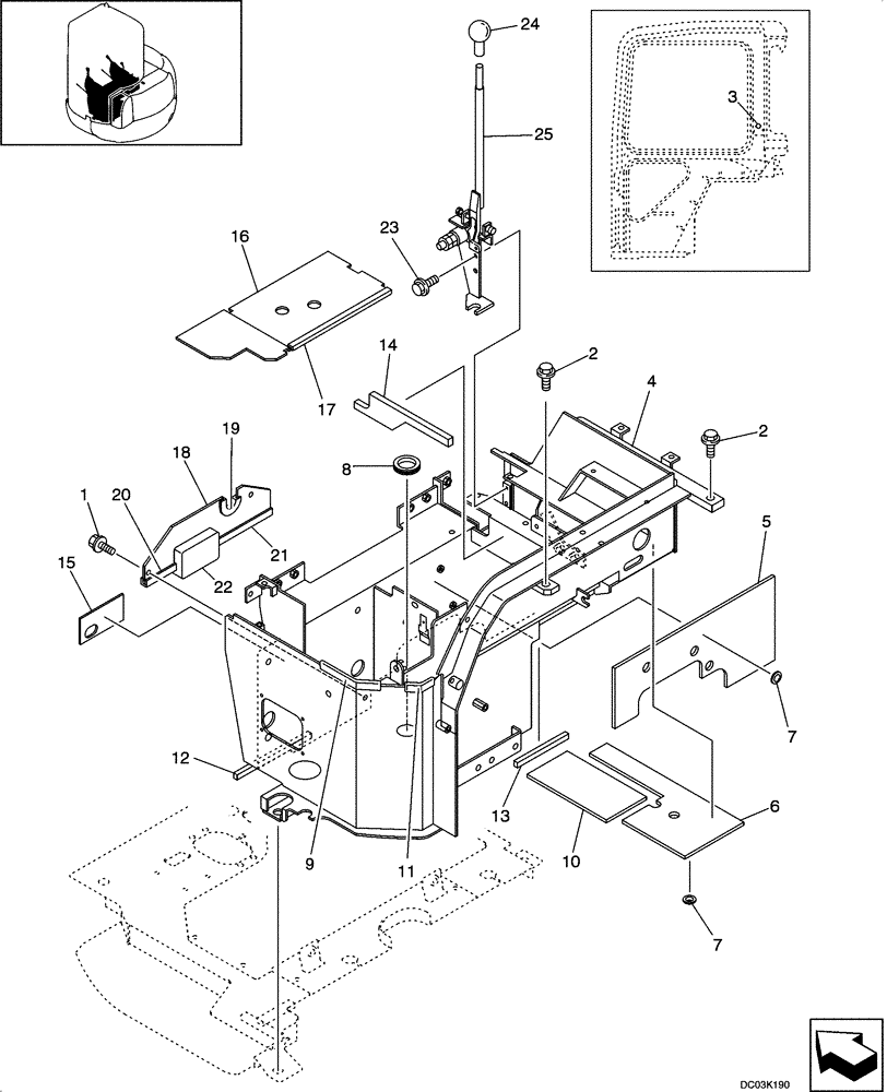 Схема запчастей Case CX47 - (09-26[00]) - STAND CONTROL - CAB (09) - CHASSIS/ATTACHMENTS