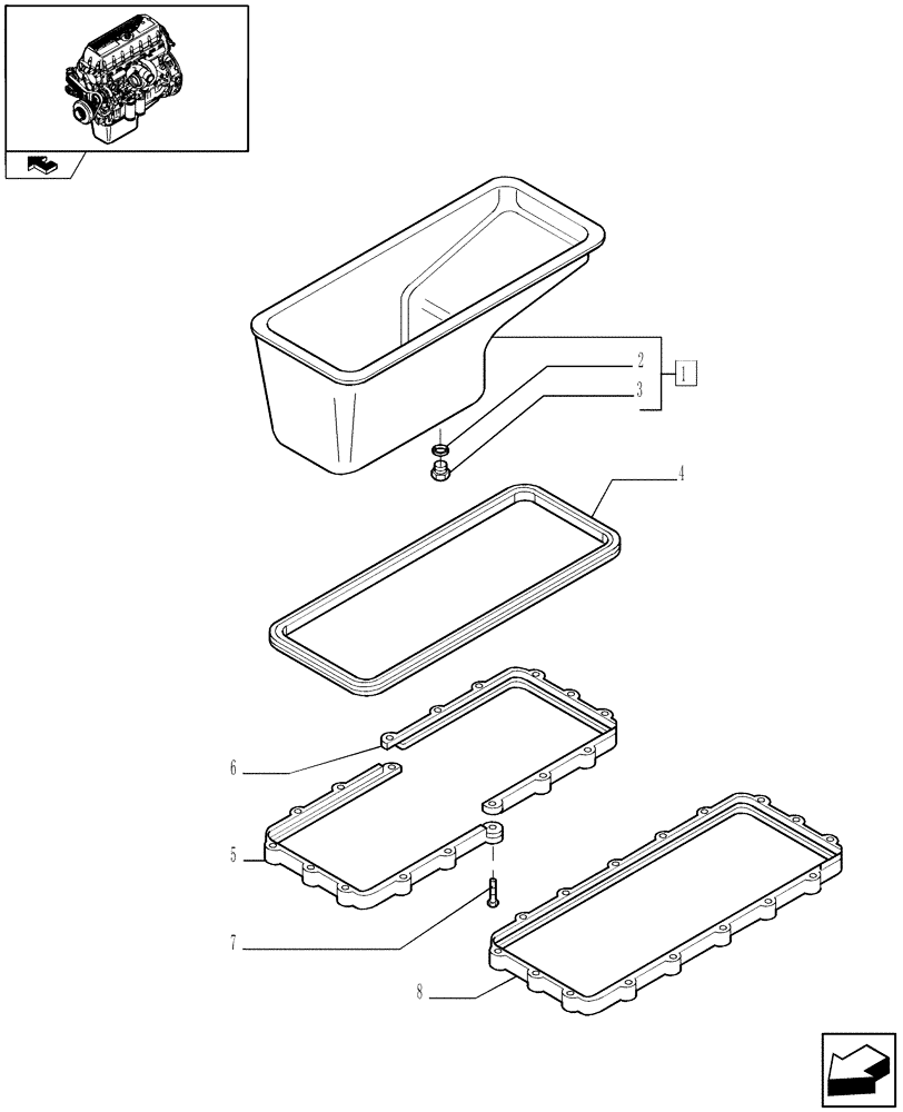 Схема запчастей Case F3BE0684J E902 - (0.04.2) - OIL SUMP & RELATED PARTS (504052952) 