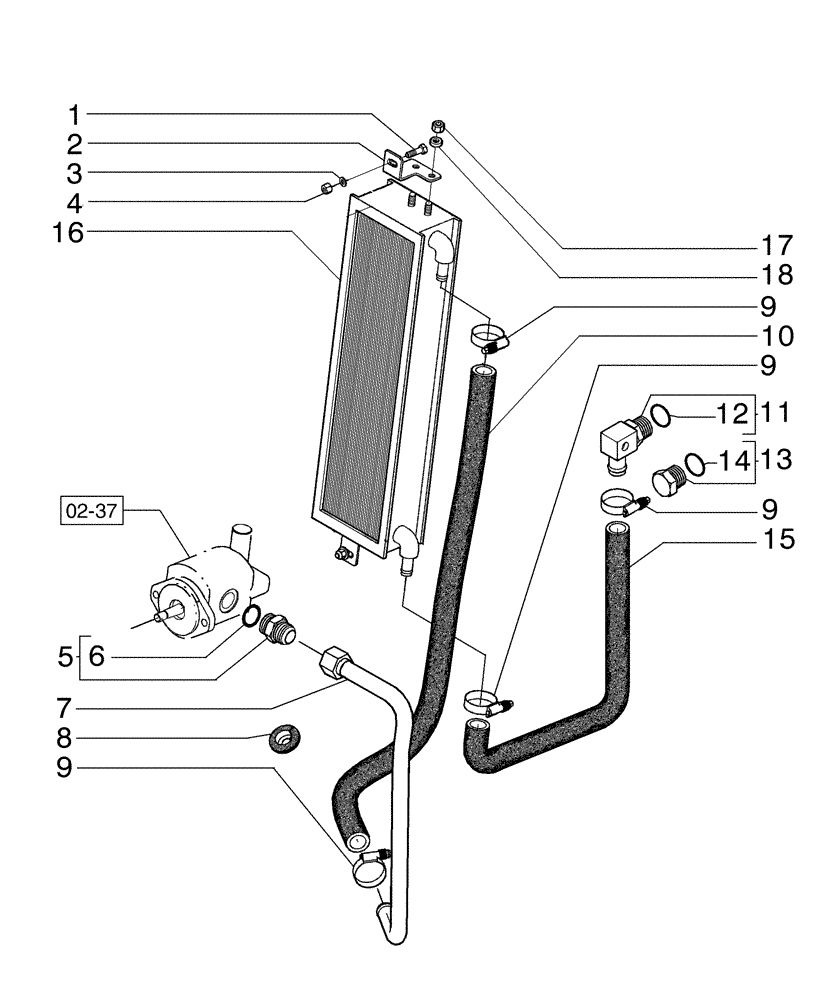 Схема запчастей Case 865B AWD - (02-39[01]) - FAN DRIVE (02) - ENGINE