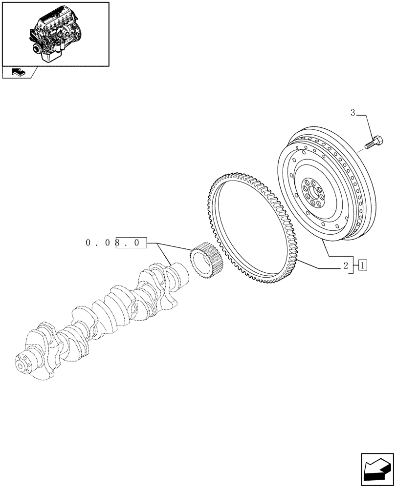 Схема запчастей Case F3BE0684J E902 - (0.08.3) - FLYWHEEL (504053886) 