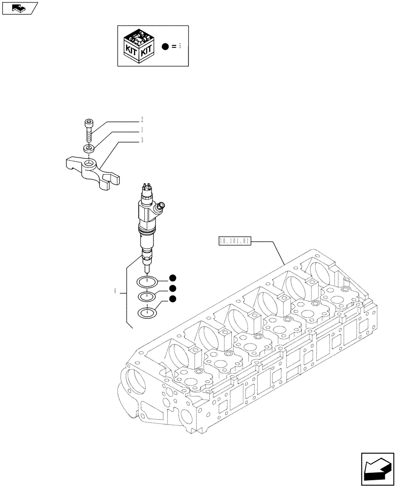 Схема запчастей Case F3BE0684N E915 - (10.218.02) - INJECTION EQUIPMENT - INJECTOR (504244885) (10) - ENGINE