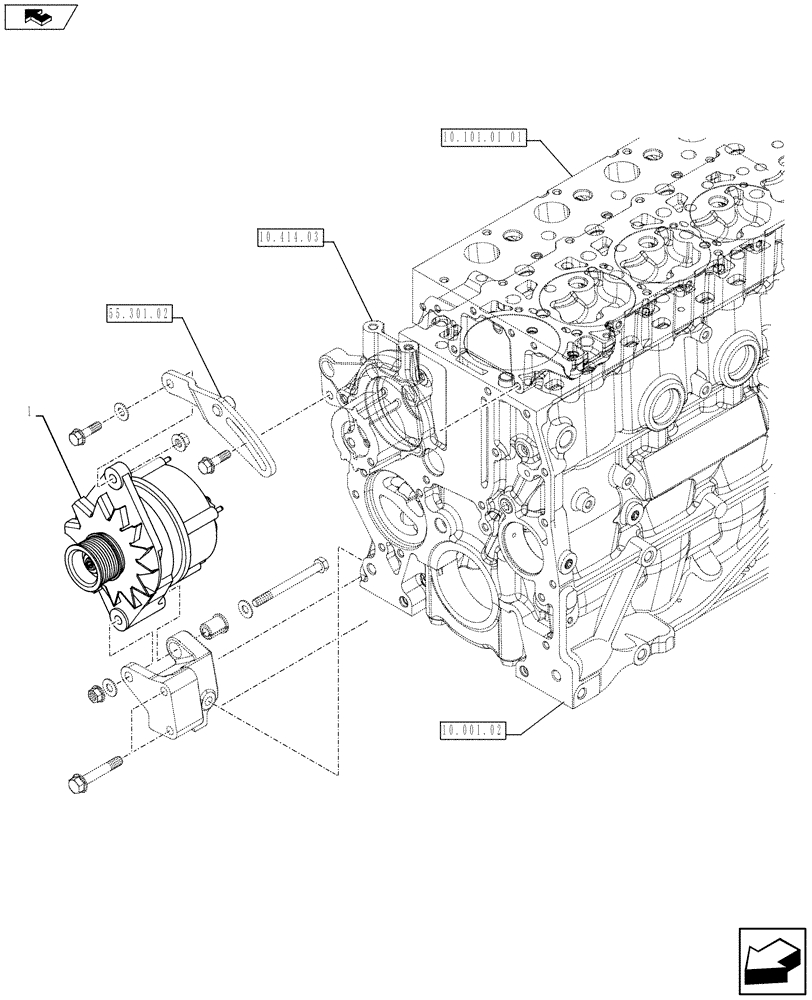 Схема запчастей Case 590SN - (55.301.01) - ALTERNATOR (55) - ELECTRICAL SYSTEMS