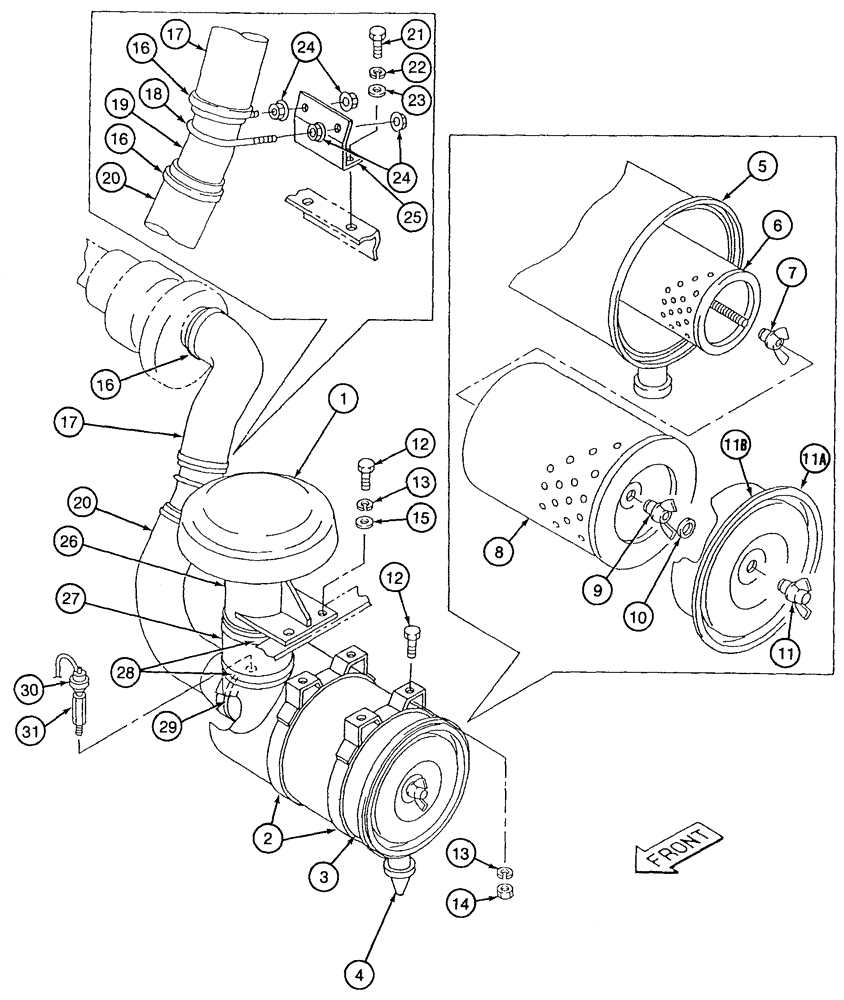 Схема запчастей Case 9050 - (2-08) - AIR CLEANER SYSTEM (02) - ENGINE