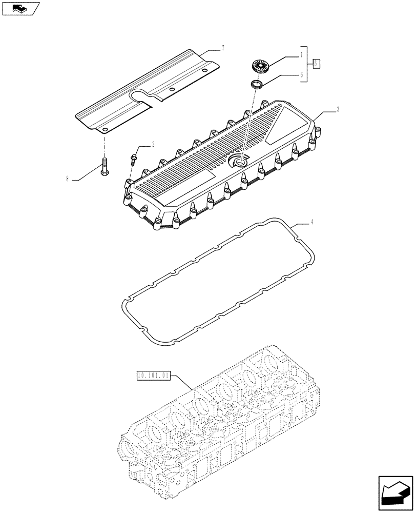 Схема запчастей Case F3DFA613B E003 - (10.101.02) - HEAD COVER (5801378722) (10) - ENGINE