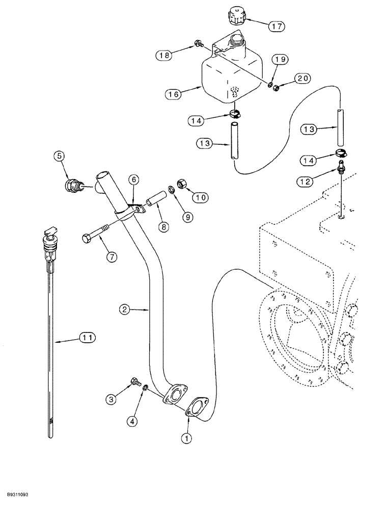 Схема запчастей Case 650G - (6-06) - TRANSMISSION DIPSTICK AND FLUID RECOVERY BOTTLE (06) - POWER TRAIN