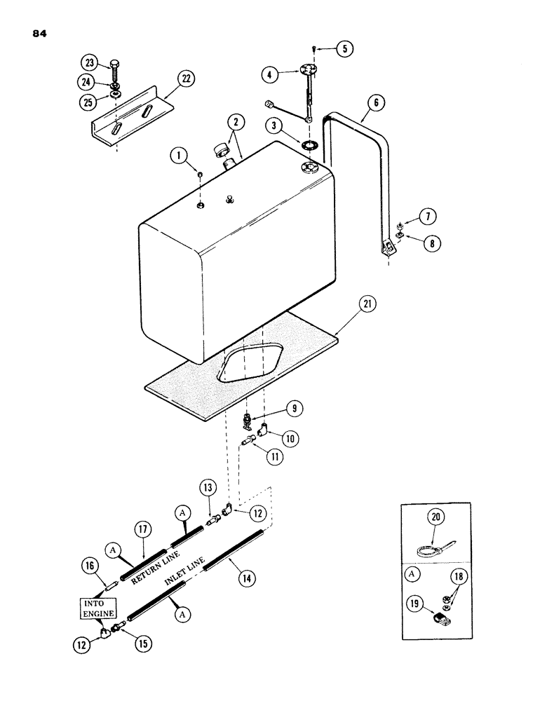 Схема запчастей Case 980B - (084) - FUEL TANK AND LINES, (USED ON UNITS WITH PIN 6204051 AND AFTER) (02) - FUEL SYSTEM