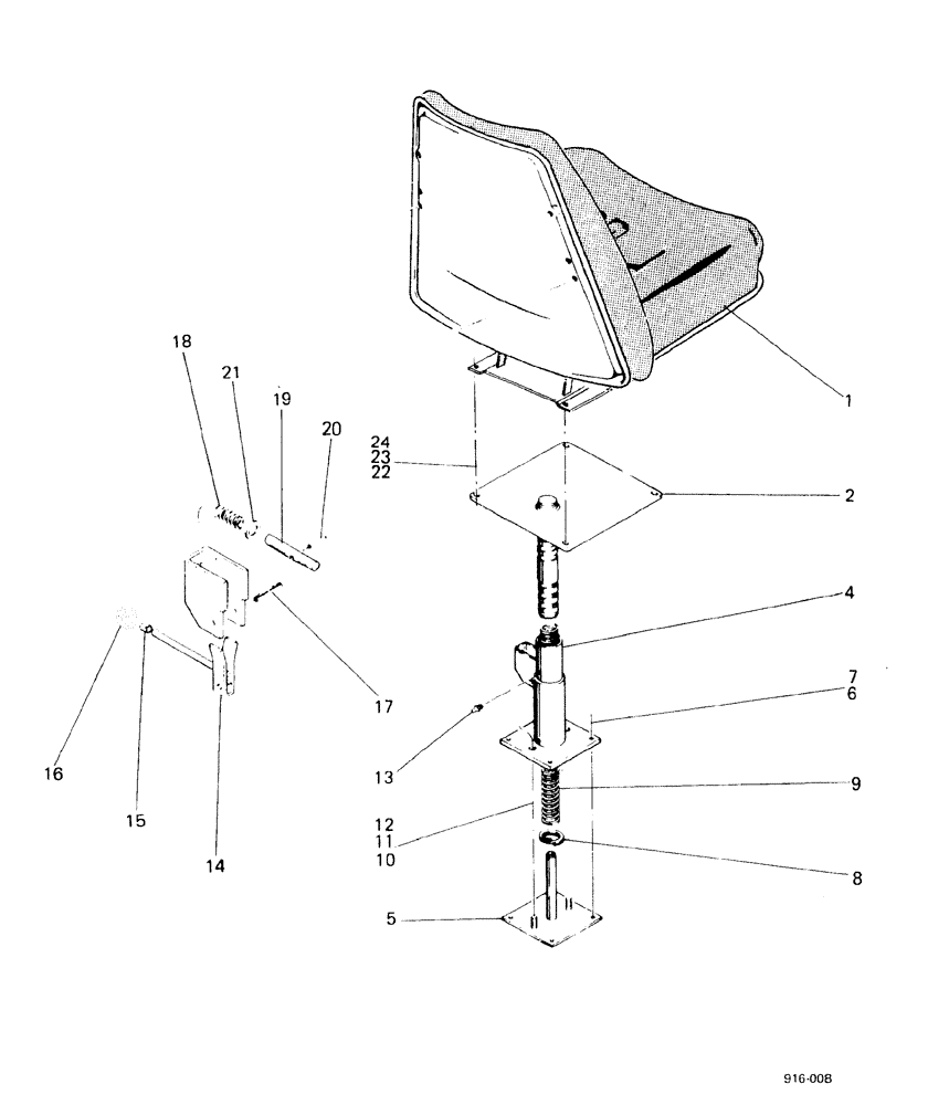 Схема запчастей Case 580F - (364) - SEAT POST, FOR GERMANY (90) - PLATFORM, CAB, BODYWORK AND DECALS