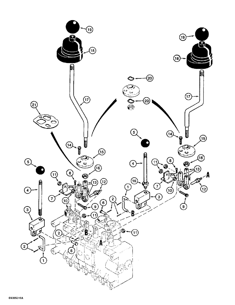 Схема запчастей Case 560 - (8-056) - BACKHOE CONTROL VALVE ASSEMBLY - H674300, CONTROL LEVERS, D100 BACKHOE (08) - HYDRAULICS