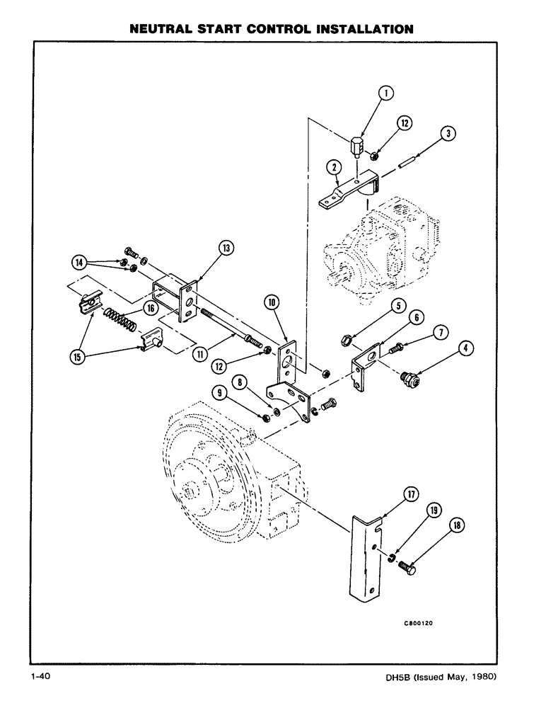 Схема запчастей Case DH5 - (1-40) - NEUTRAL START CONTROL INSTALLATION (55) - ELECTRICAL SYSTEMS