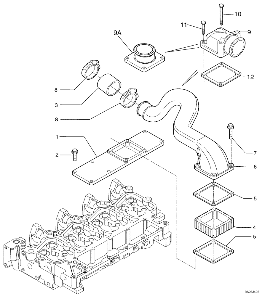 Схема запчастей Case 580M - (02-19) - MANIFOLD - INTAKE (02) - ENGINE