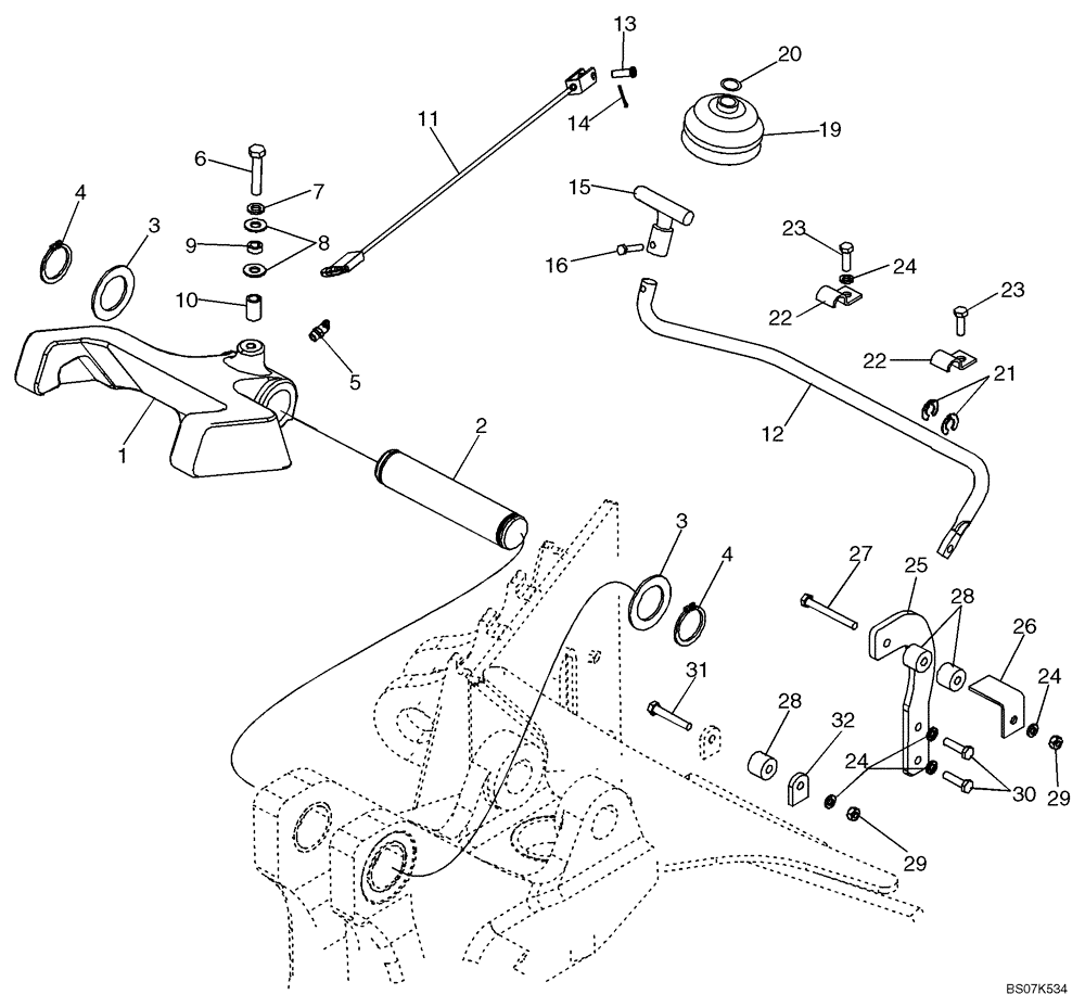 Схема запчастей Case 590SM - (09-24A) - BOOM LATCH (WITH PILOT CONTROLS) (09) - CHASSIS/ATTACHMENTS