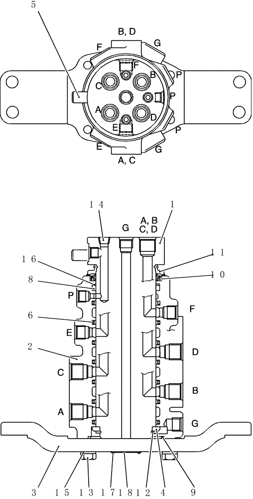 Схема запчастей Case CX50B - (HC930) - JOINT ASSEMBLY, SWIVEL (35) - HYDRAULIC SYSTEMS