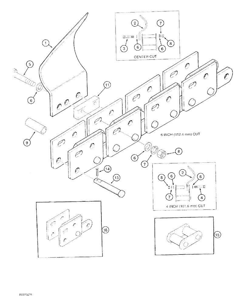 Схема запчастей Case 60 - (09-024) - DIGGING TEETH AND CHAIN, HEAVY DUTY 165 DIGGING CHAIN (38,000 LBS.), 6 INCH DIGGING WIDTH 