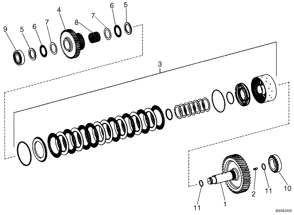 Схема запчастей Case 721E - (06-26) - TRANSMISSION - CLUTCH ASSY, THIRD - P.I.N. N8F203816 AND AFTER (06) - POWER TRAIN