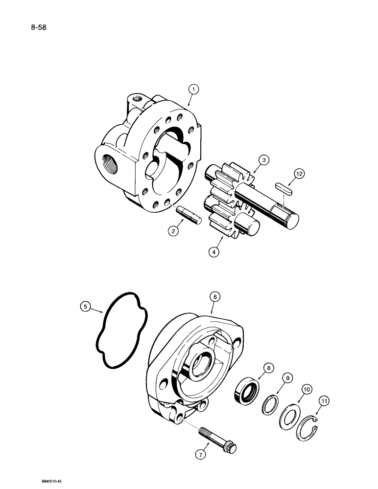 Схема запчастей Case 360 - (8-58) - HYDRA-BORER MOTOR (08) - HYDRAULICS