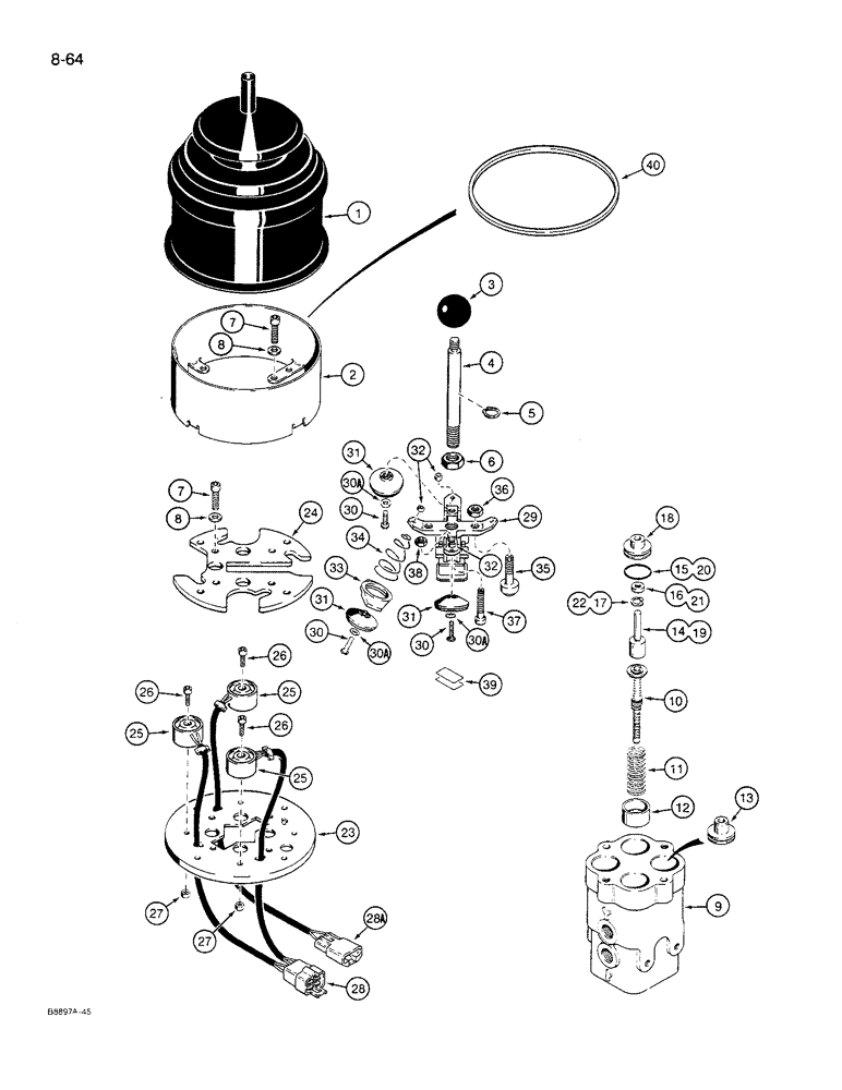 Схема запчастей Case 621 - (8-64) - SINGLE LEVER REMOTE CONTROL VALVE, L116443 (08) - HYDRAULICS