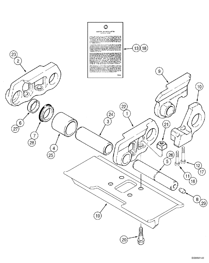 Схема запчастей Case 1150H_IND - (05-11) - TRACK CHAIN, EXTENDED LIFE (11) - TRACKS/STEERING