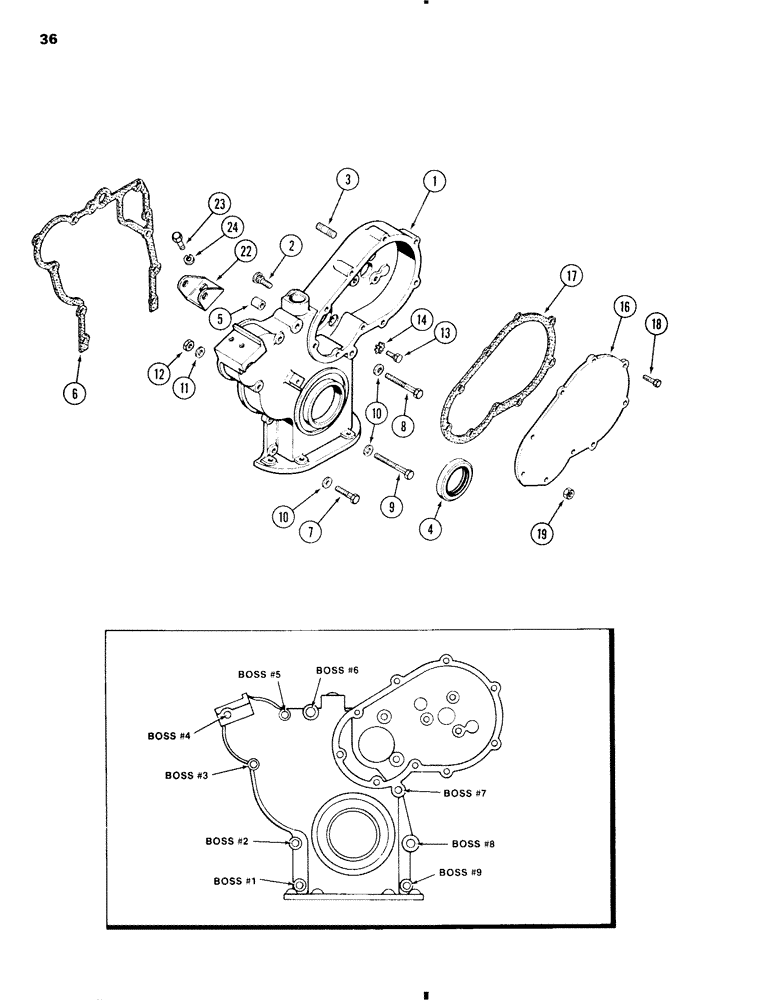 Схема запчастей Case W11 - (036) - TIMING GEAR COVER, 207 DIESEL ENGINE (02) - ENGINE