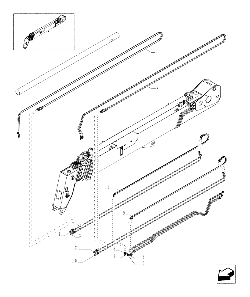 Схема запчастей Case TX1055 - (9.80092A[06]) - TELESCOPIC ARM FOR 4 FUNCTIONS (ARM 55) - OPTIONAL CODE 749027251 (83) - TELESCOPIC SINGLE ARM