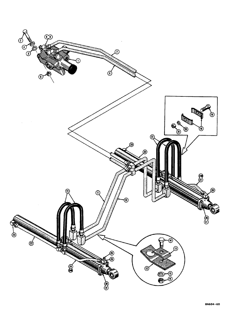 Схема запчастей Case 310E - (092) - MECHANICAL DOZER HYDRAULICS (07) - HYDRAULIC SYSTEM