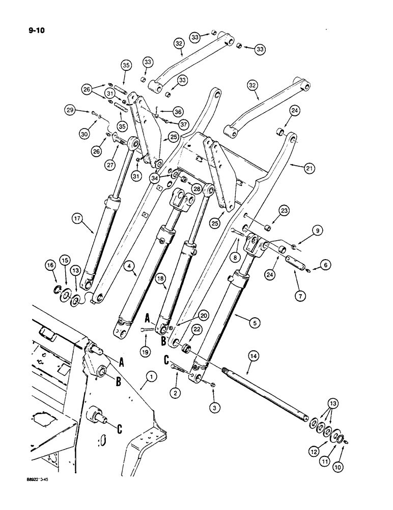 Схема запчастей Case W14C - (9-10) - LOADER LIFT FRAME, MODELS WITH GRAPPLE BUCKET (09) - CHASSIS/ATTACHMENTS