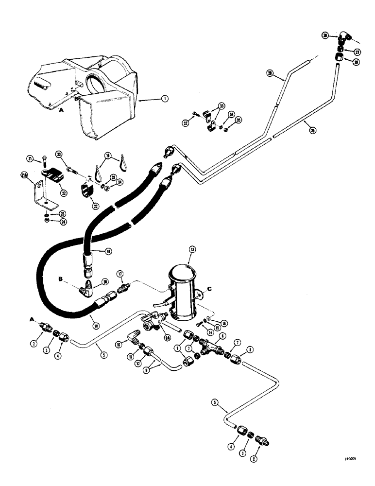 Схема запчастей Case 800 - (072) - FUEL LINES, BEFORE TRACTOR SERIAL NUMBER 9110355 (02) - FUEL SYSTEM