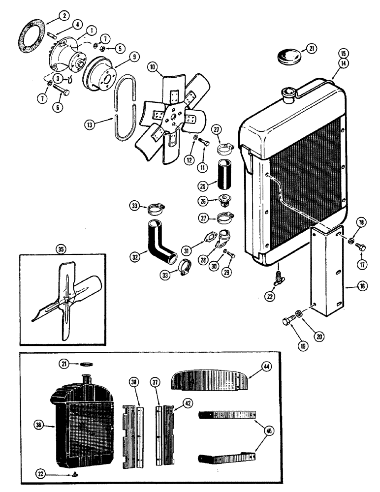 Схема запчастей Case W5 - (028) - ENGINE COOLING SYSTEM, (164) SPARK IGNITION ENGINE (02) - ENGINE